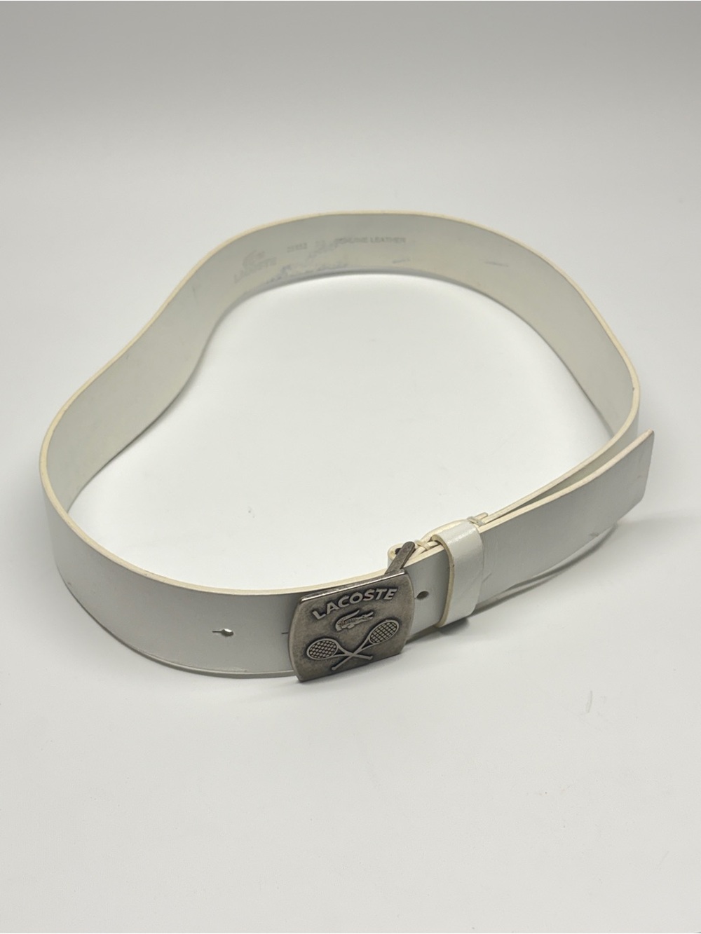 Lacoste 90s Vintage White Leather Belt 25152 Men’s 36